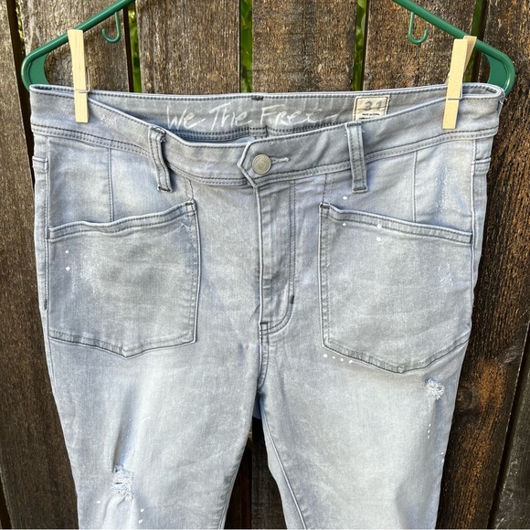 Free People Ivy Distressed Skinny Jeans In Gray Sz 31 - Picture 10 of 15